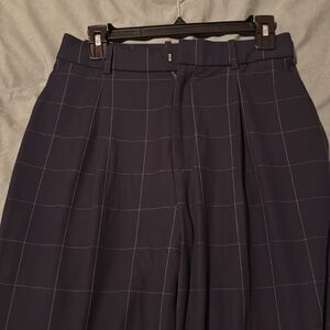 Uniqlo wide leg windowpane trousers navy size small